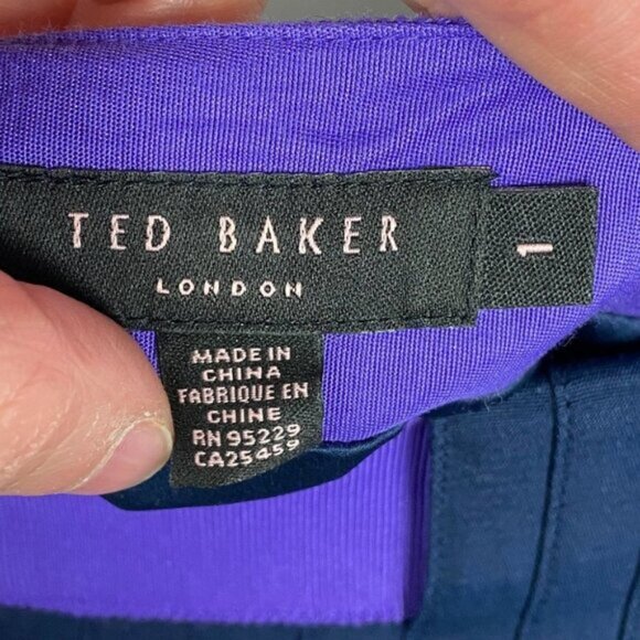 Ted Baker Silk‎ Purple Colour Block Mini Skirt Elbert Navy Blue Size XS or TB 1 - Picture 2 of 12
